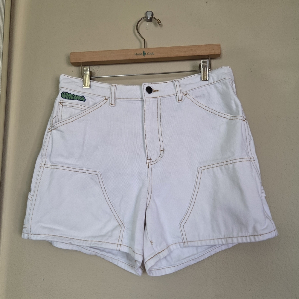 Empyre White Denim Dixie Cargo Shorts Contrast Trim Street Style